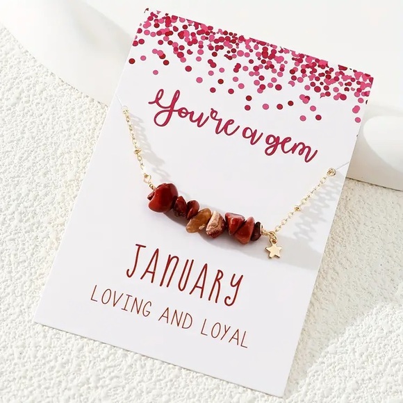 Natural Stone Chips Birthstone Necklace - Picture 2 of 13